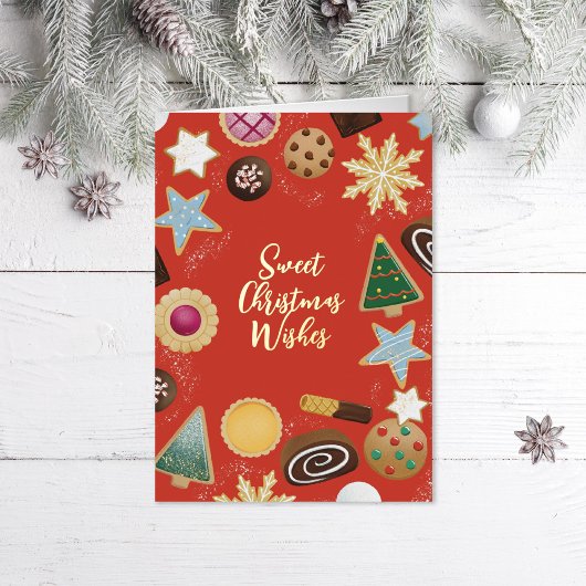 Zoete kerstwensen bakken folie feestdagenkaart