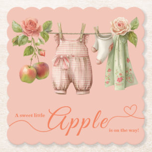 Zoete Kleine Appel Baby Shower Herfst Rustieke B Kartonnen Onderzetters