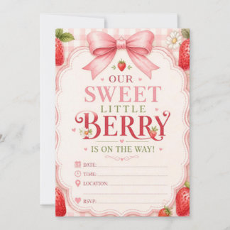 Zoete Kleine Bes Baby Shower Uitnodiging – Aardbei