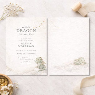 Zoete Kleine Draak Baby Shower Uitnodiging