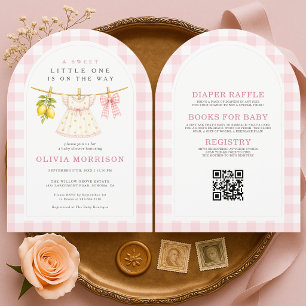 Zoete Kleine Eén Citroen Waslijn Baby Shower Kaart