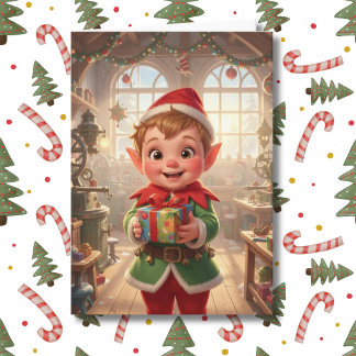 Zoete Kleine Elf in Noordpool Persoonlijke Kerstmi Kaart