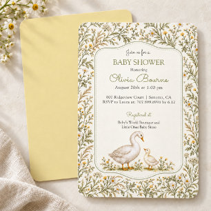 Zoete Kleine Gans Botanische Meisje Baby Shower Kaart