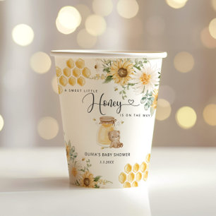 Zoete kleine honing zonnebloem baby shower papieren bekers