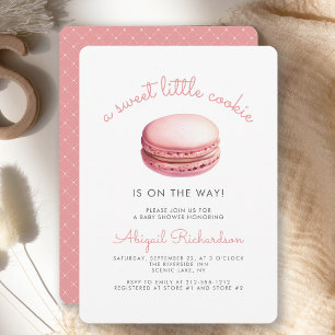 Zoete Kleine Koek Macaron Roze Meisje Baby Shower Kaart