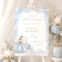 Zoete Kleine Pompoen Blauwe Strik Baby Shower Welk