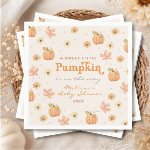 Zoete Kleine Pompoen Bloemrijke Herfst Baby Shower Servet