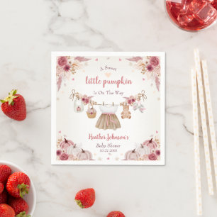 Zoete Kleine Pompoen Herfst Baby Shower Servet