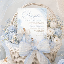 Zoete Kleine Pompoen Herfst Blauwe Baby Shower