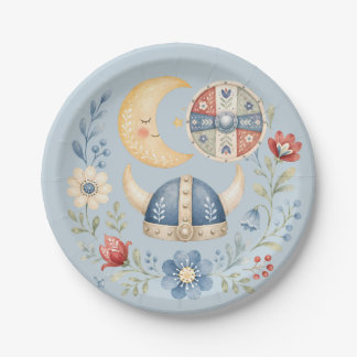 Zoete Kleine Viking Baby Shower Papieren Bordje