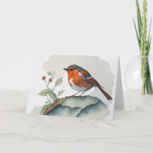 Zoete kleine vogel op een tak lege groet kaart