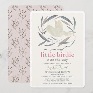 Zoete Kleine Vogeltje Witte Duif Olijf Baby Borrel Kaart