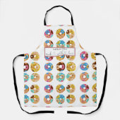 Zoete kleurrijke donuts Calligrafie Monogram Schort (Voorkant)