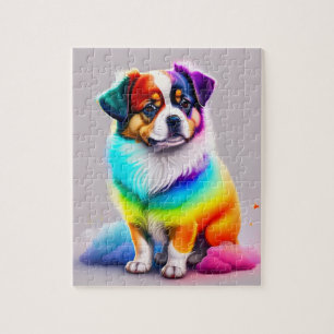 Zoete kleurrijke Schattigee hond Legpuzzel