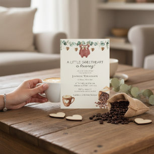 Zoete koffiebrouwende baby shower uitnodiging