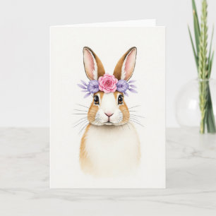 Zoete Konijn Bloemenkroonkaart Kaart