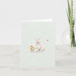 Zoete Konijn en Vlinder Kleine Wenskaart Bedankkaart