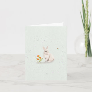 Zoete Konijn en Vlinder Kleine Wenskaart  Bedankkaart