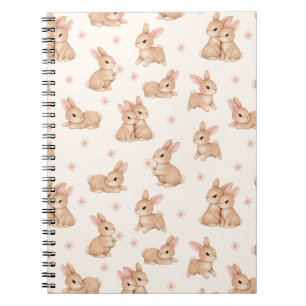 Zoete Konijn Roze Bloemmotief Notitieboek