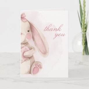Zoete Konijn Waterverf Roze Baby Shower Bedankkaart