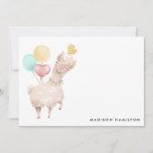 Zoete Lama Persoonlijke Briefpapier Notitiekaartje (Voorkant)