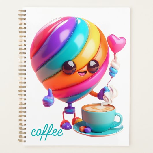 Zoete Latte Buddy Spiraal Notebook Planner (Voorkant)
