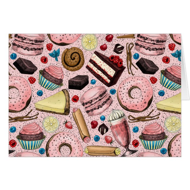 Zoete lekkernijen op roze (Voorkant Horizontaal)