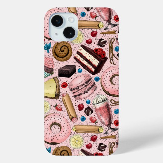 Zoete lekkernijen op roze Case-Mate iPhone case (Achterkant)