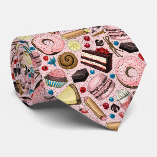 Zoete lekkernijen op roze stropdas