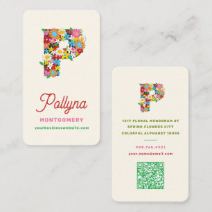 Zoete Lente Bloemen Tuin Letter P Monogram Visitekaartje
