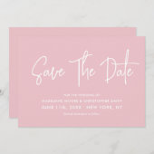 Zoete Licht Roze Kalligrafie Scannable QR-Code Save The Date (Voorkant / Achterkant)
