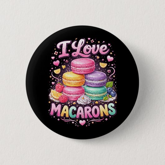 Zoete Liefde Macarons Ronde Button 5,7 Cm (Voorkant)