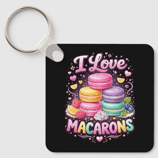 Zoete Liefde Macarons Sleutelhanger (Voorkant)