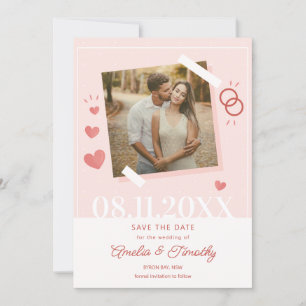 Zoete liefdeshart foto Save the Date uitnodiging