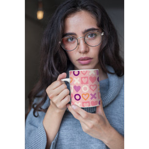 Zoete Liefdeshartjes & Knuffels XOXO Modern Abstra Koffiemok
