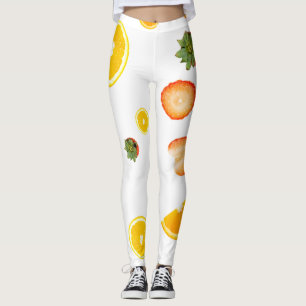 Zoete limoen, kiwi, & lichee patroon op wit leggings
