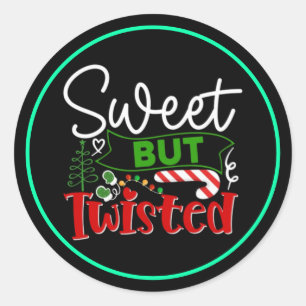 Zoete Maar Verdraaide Grappige Kerst Kerststok Ronde Sticker