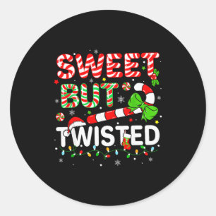 Zoete Maar Verdraaide Grappige Kerst Kerststok Xma Ronde Sticker