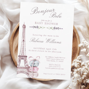 Zoete Macaron Bonjour Bebe Parijs Baby shower Kaart