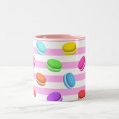 Zoete Macaron Traktaties - Kleurrijke Pastel Gestr Tweekleurige Koffiemok (Center)