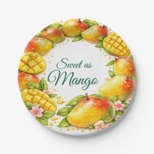 Zoete Mango Tropisch Fruit Papieren Borden Bordje