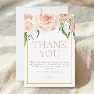 Zoete Meisje Roze Bloemige Baby Shower Bedankkaart