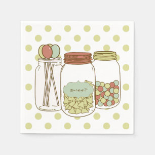 Zoete metselaarpot en snoep cocktail servet