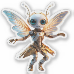 Zoete Miermeisje Dansende Robot Pixie Sticker