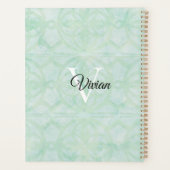 Zoete Mint Groene Batik Elegante Monogram Naam Planner (Achterkant)