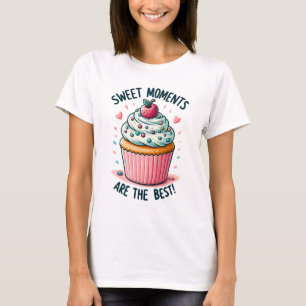 Zoete momenten zijn de beste - heerlijke cupcake t-shirt