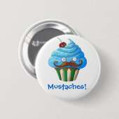 Zoete Mustached Cupcake Ronde Button 5,7 Cm (Voorkant /achterkant)