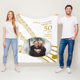 Zoete Muzieknoten 50e Golden Wedding Jubileum Fleece Deken
