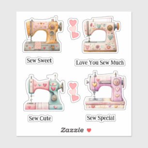 Zoete Naaimachine Valentijnskaarten Sticker