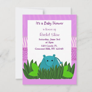 Zoete nijlpaard baby shower uitnodiging